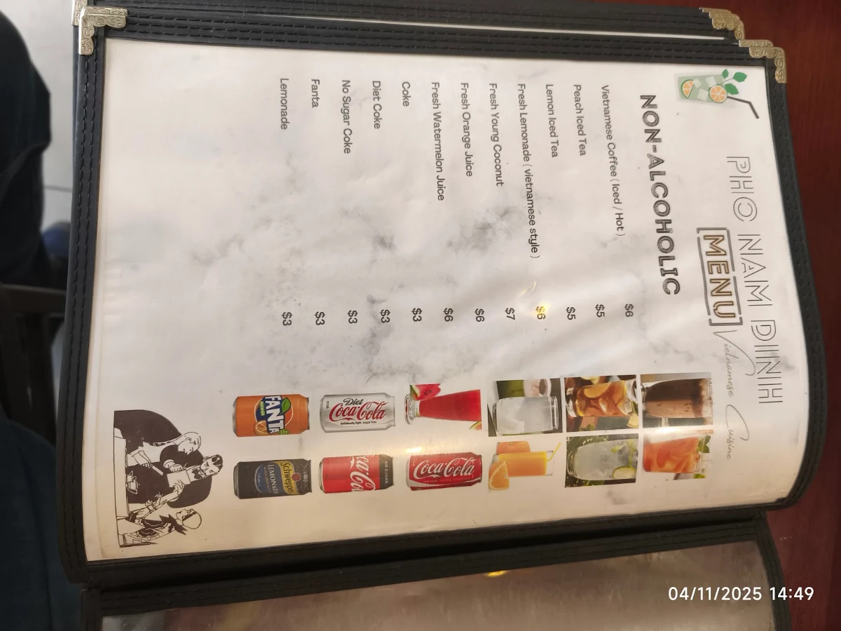 Menu, Pho Nam Dinh Leichhardt