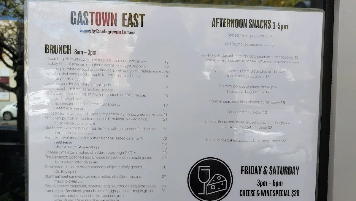 Menu, Gastown East