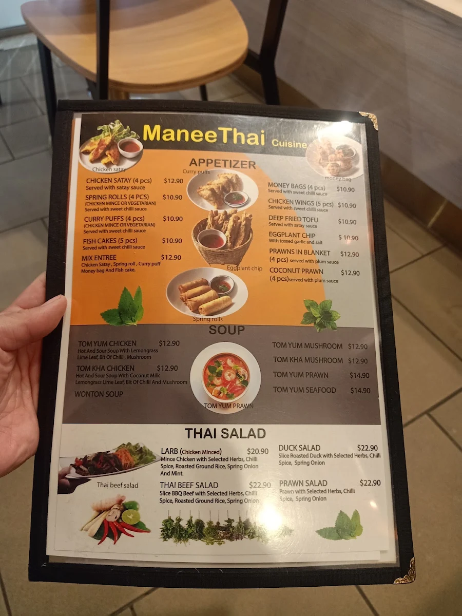Menu, Manee Thai Cuisine