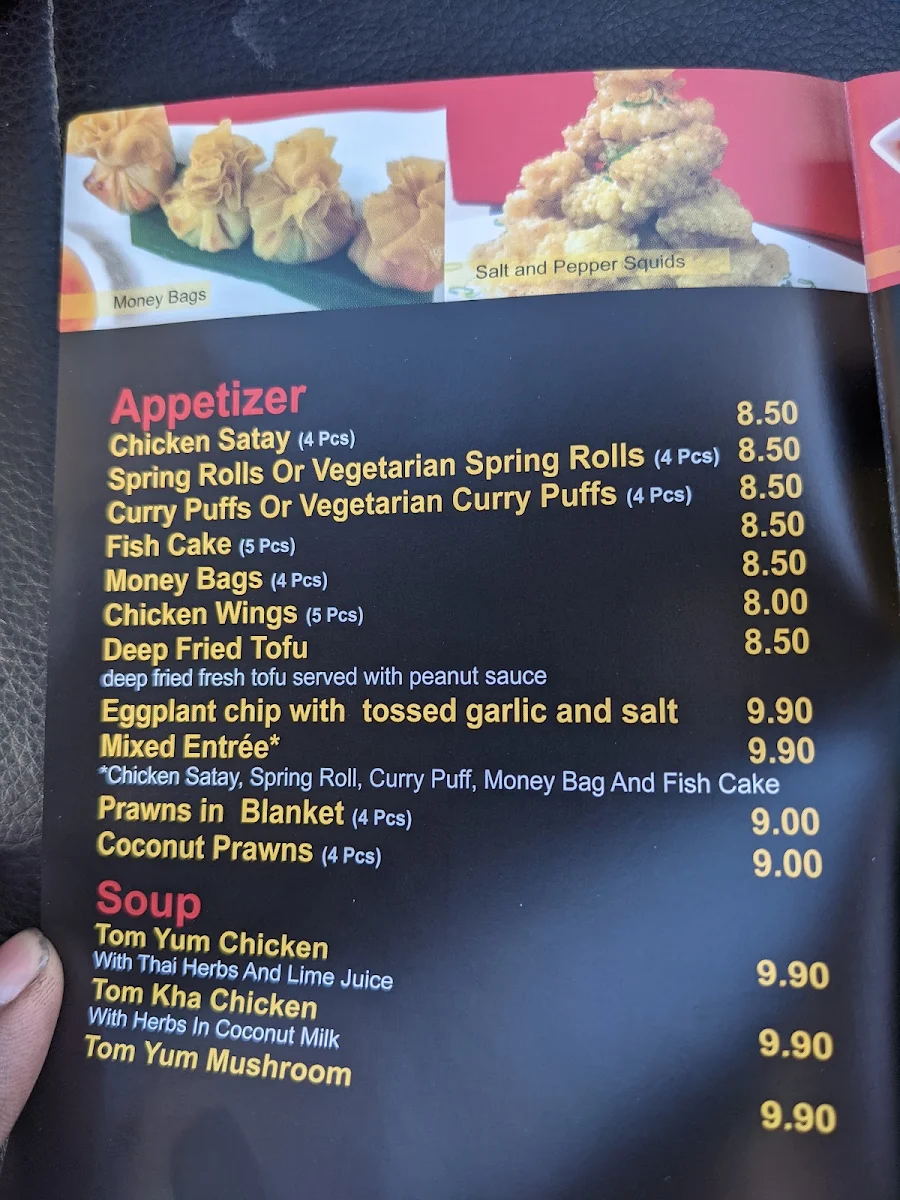 Menu, Manee Thai Cuisine
