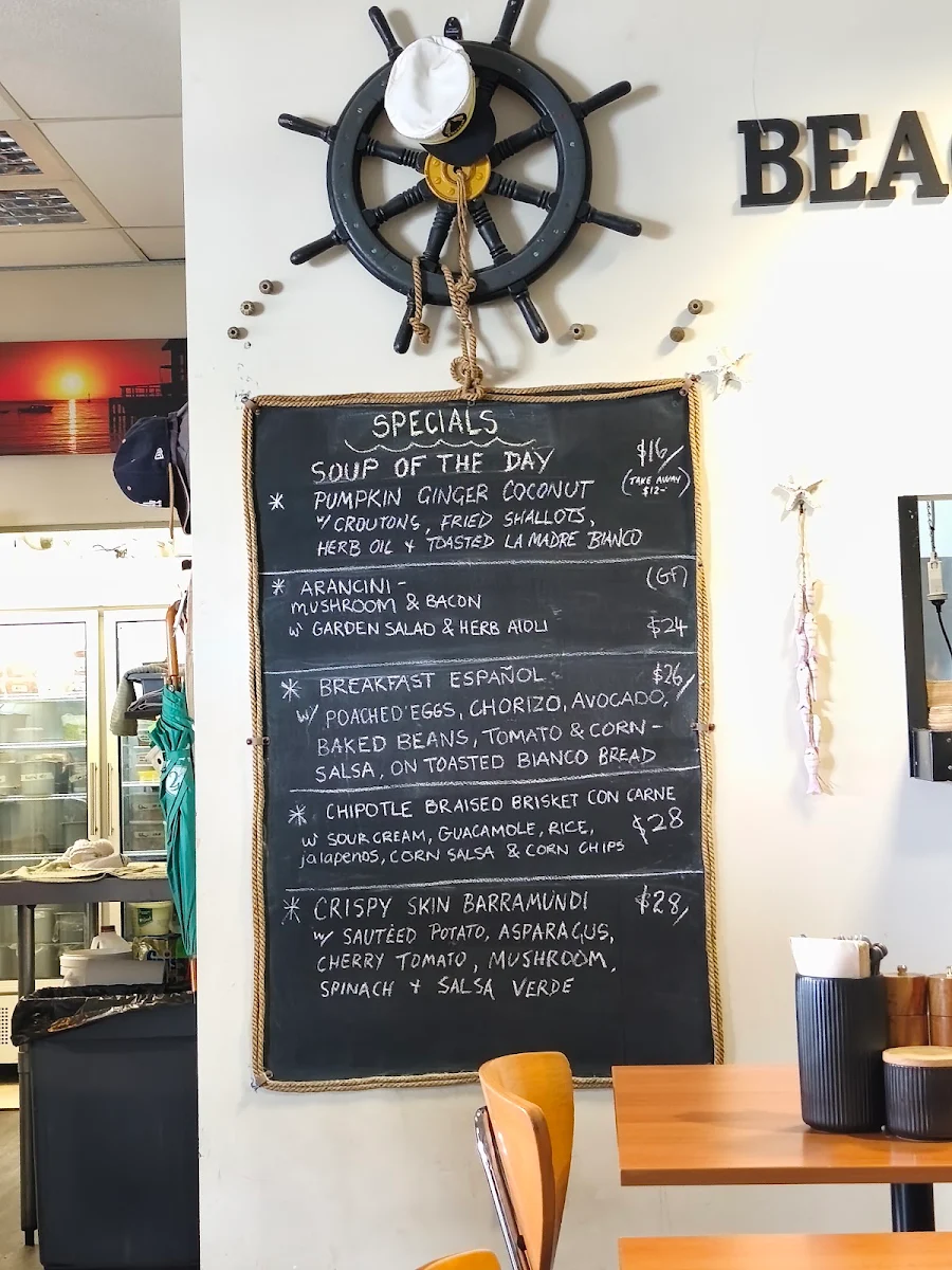 Menu, Beach Terrace Cafe