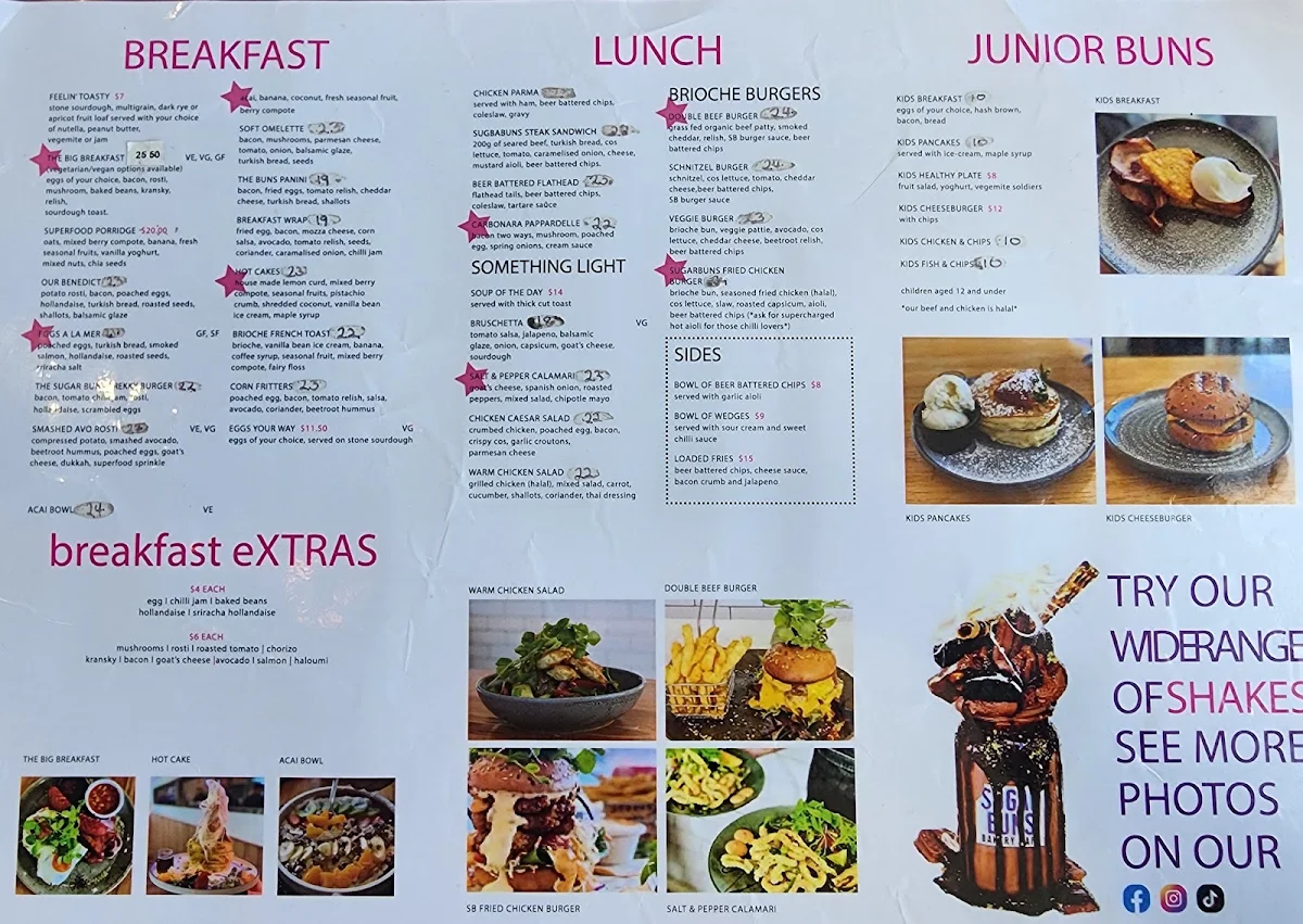 Menu, Sugar Buns
