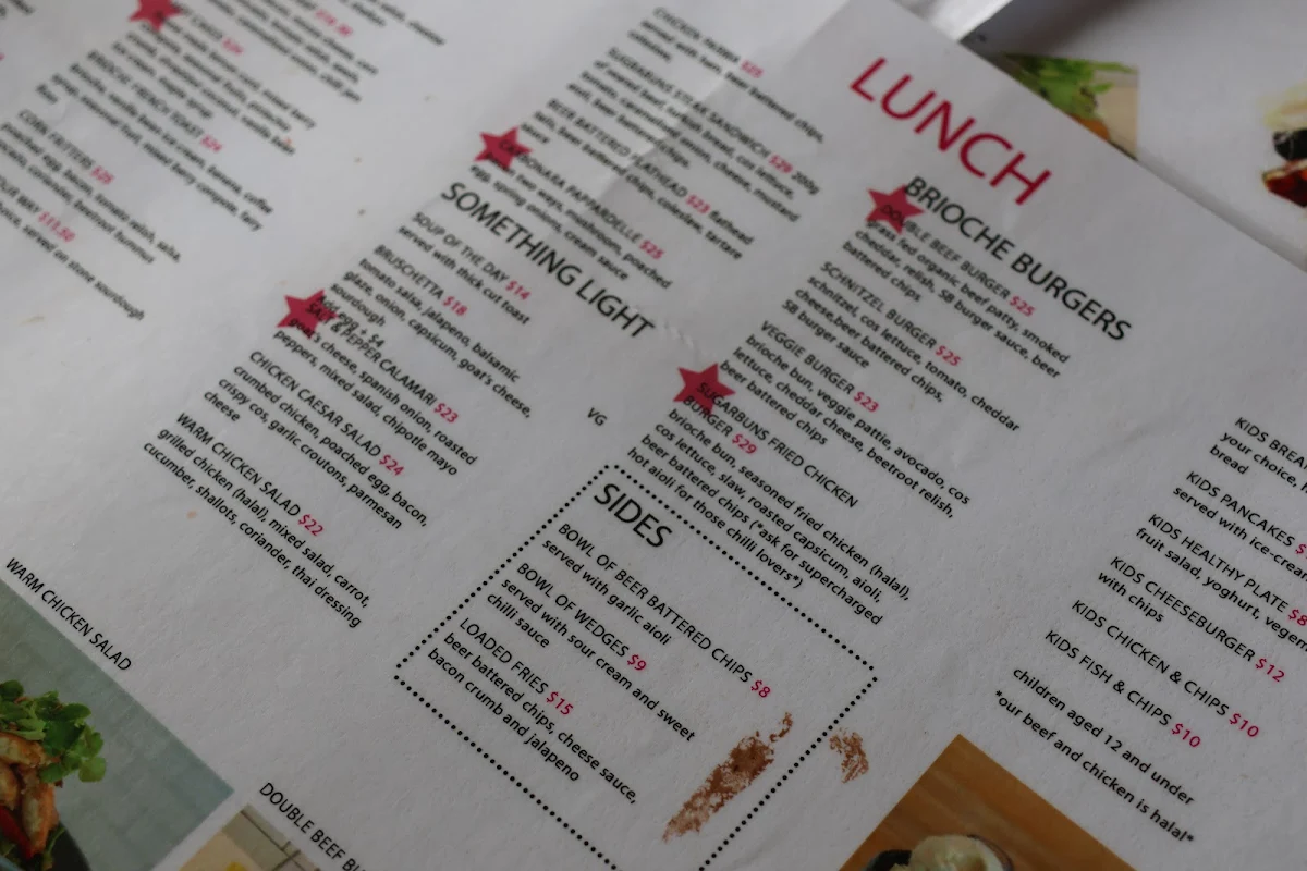 Menu, Sugar Buns