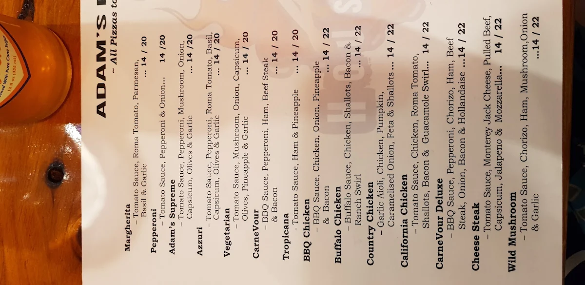 Menu, Ribs & Pizza on Glebe