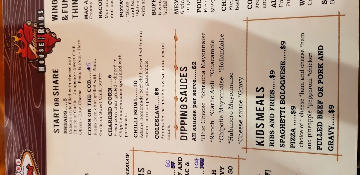 Menu, Ribs & Pizza on Glebe
