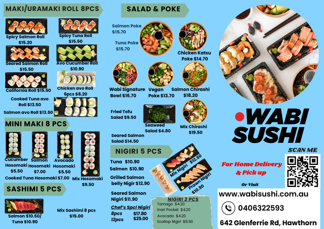 Menu, Wabi Sushi