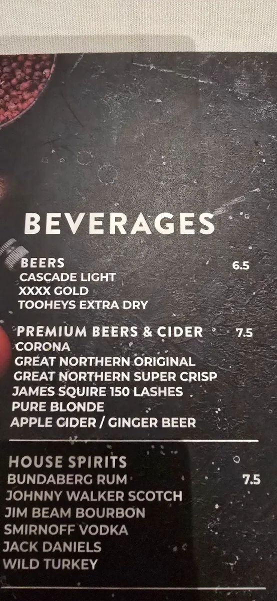 Menu, Rhys' Restaurant