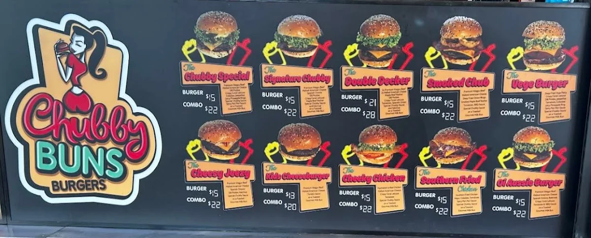 Menu, Chubby Buns Burgers Penrith