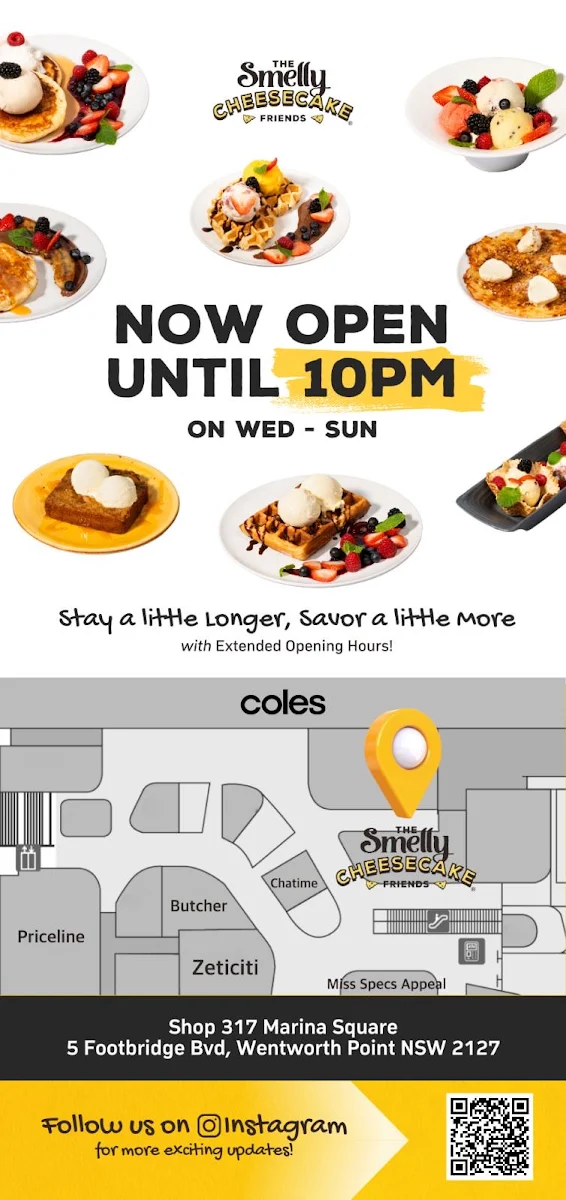 Menu, Smelly Cheese Cake, Wentworth Point, Marina Square Shopping Centre