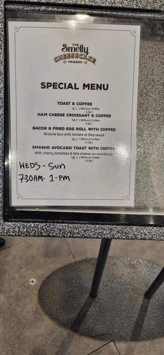 Menu, Smelly Cheese Cake, Wentworth Point, Marina Square Shopping Centre