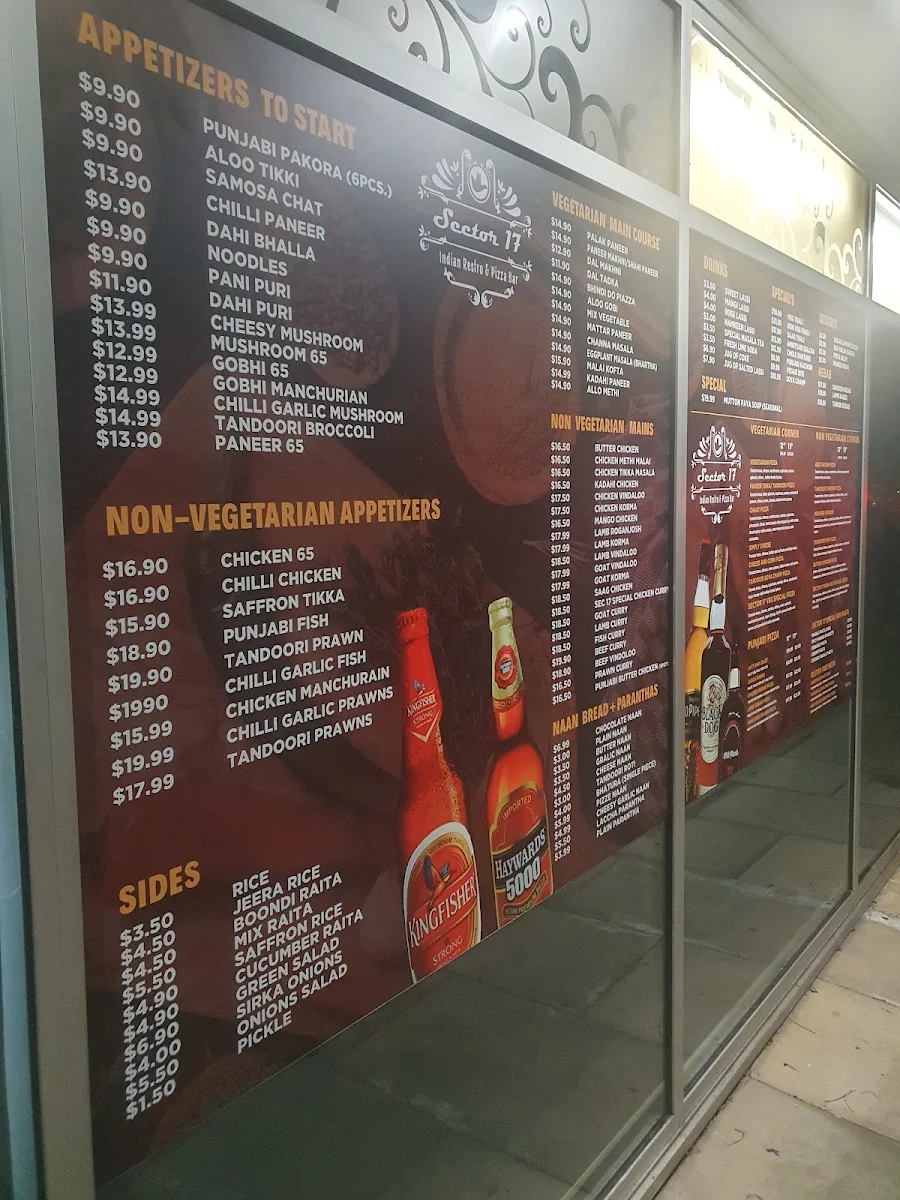 Menu, Sector 17 Indian Cuisine