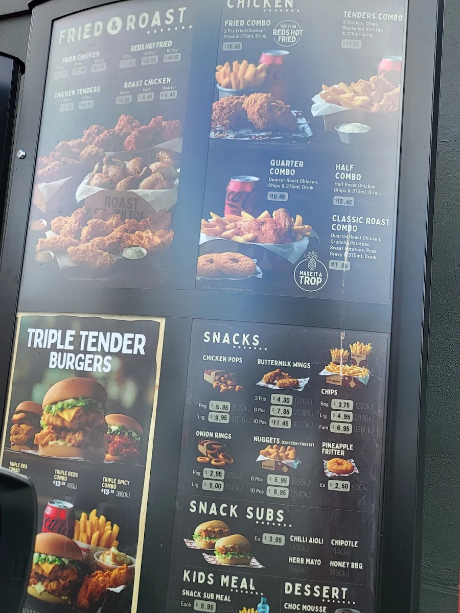 Menu, Red Rooster Kingsway
