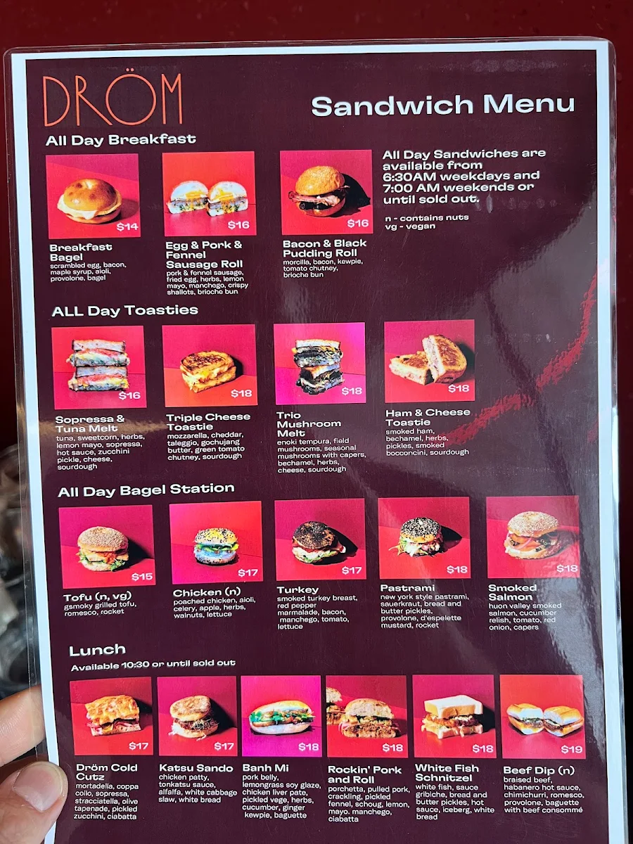 Menu, Dröm Bakery