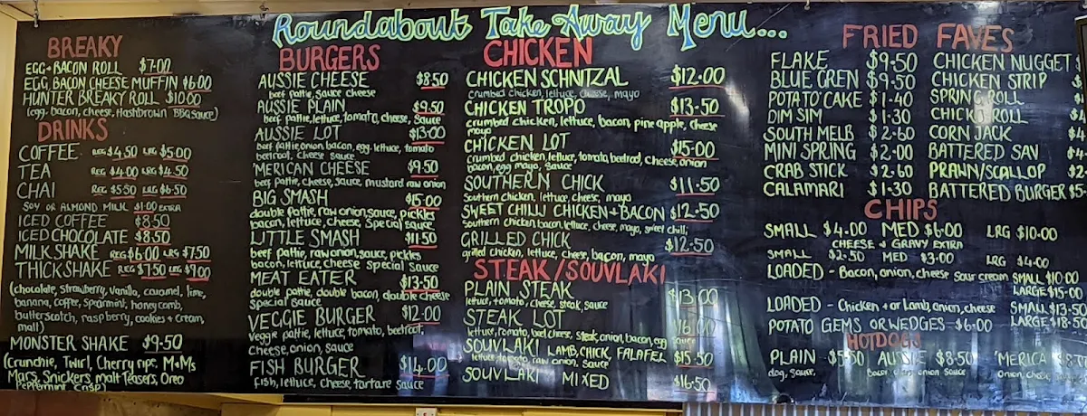 Menu, Roundabout Takeaway