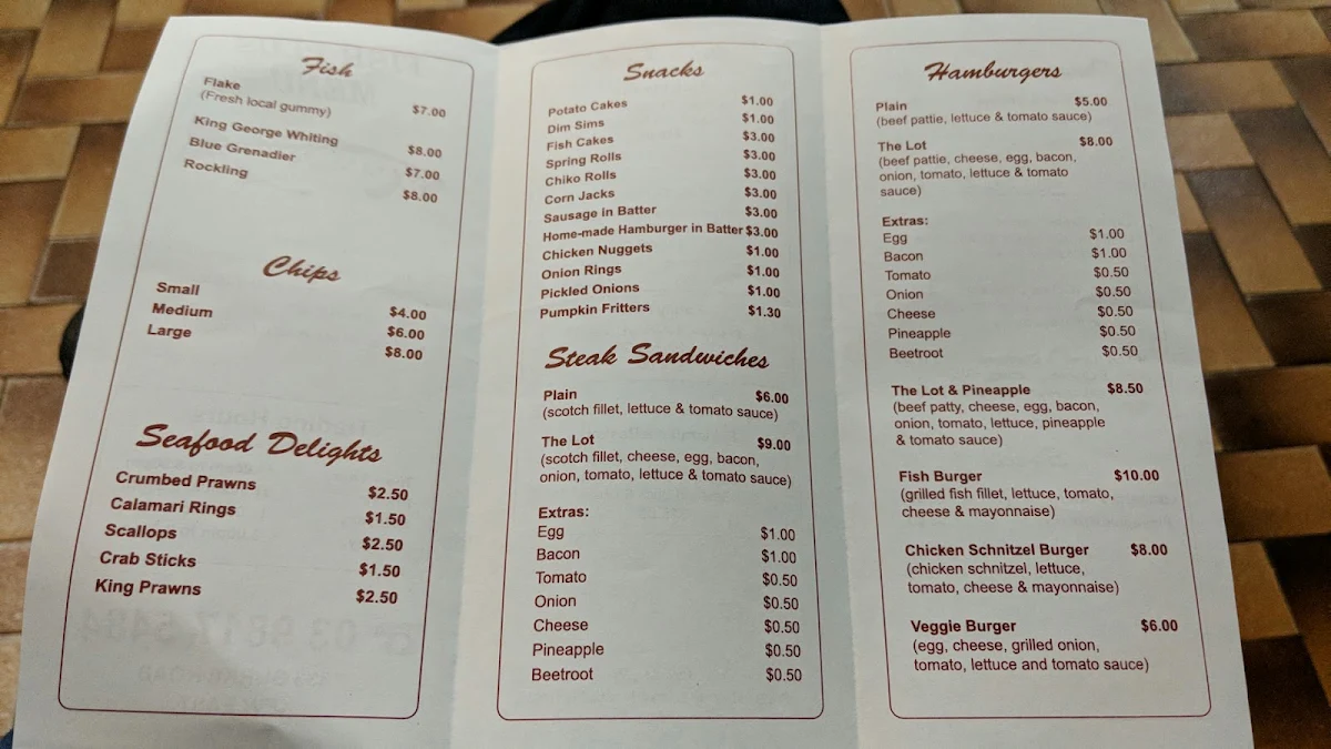 Menu, Fish Plus - Fish and Chips