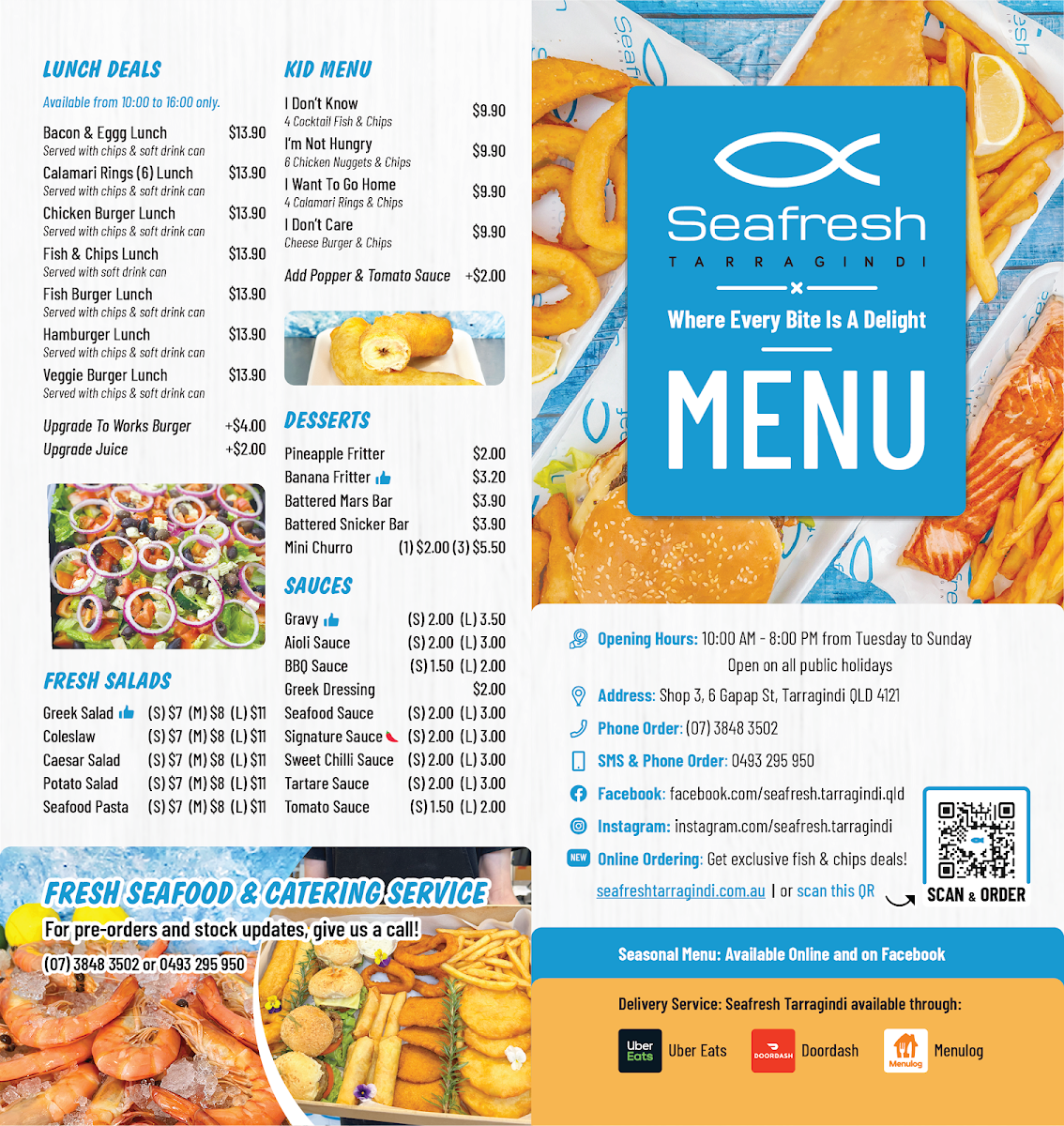 Menu, Seafresh Tarragindi