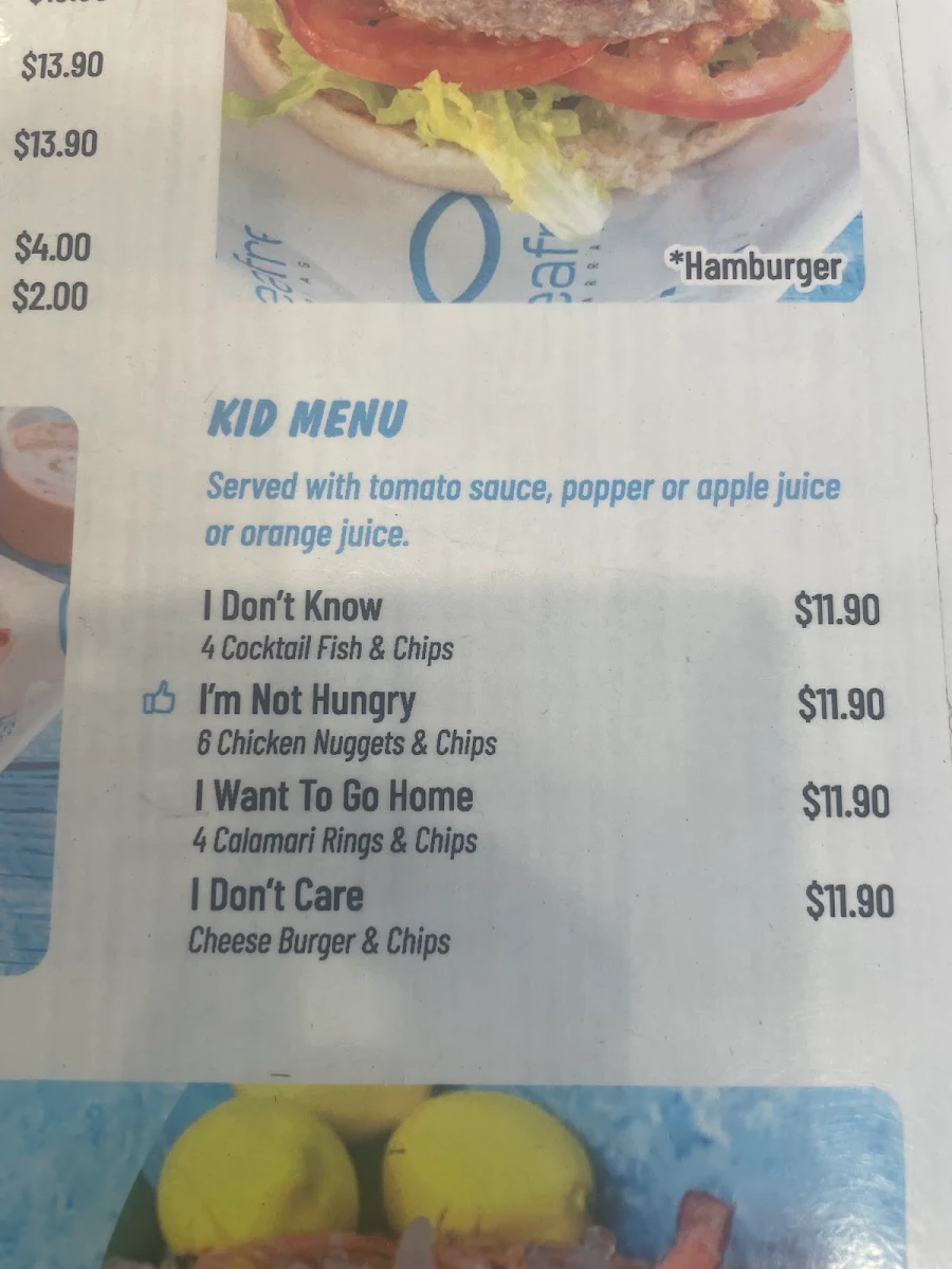Menu, Seafresh Tarragindi
