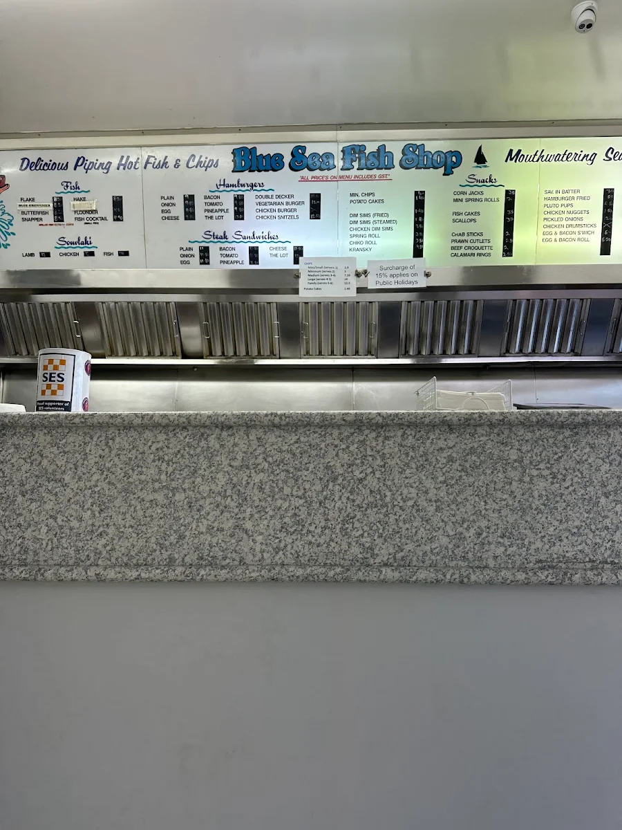 Menu, Blue Sea Fish Shop