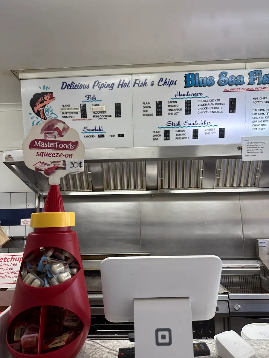 Menu, Blue Sea Fish Shop