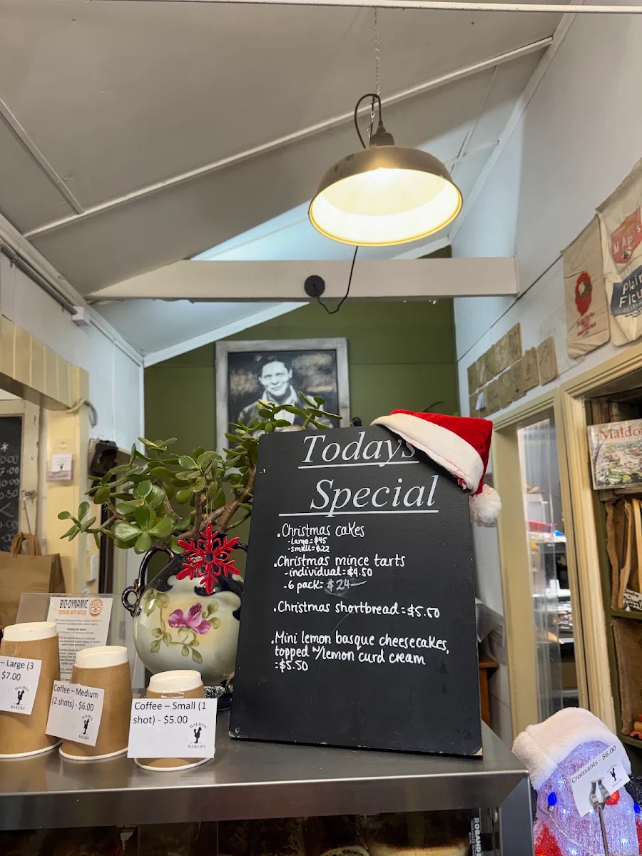 Menu, Maldon Bakery