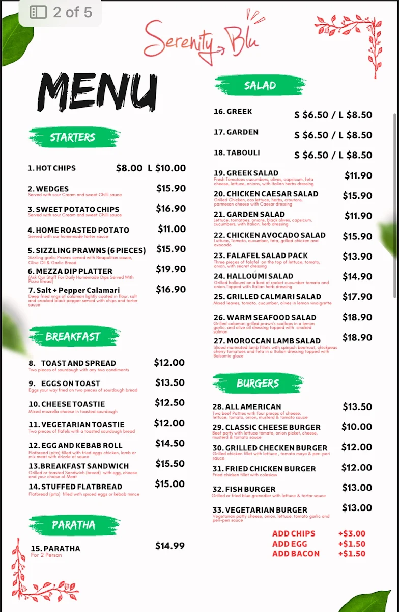 Menu, Caroline springs kebab HSP