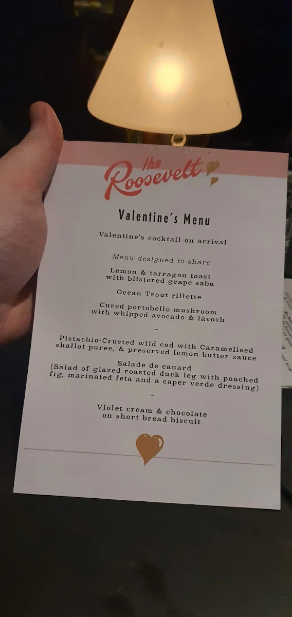 Menu, The Roosevelt