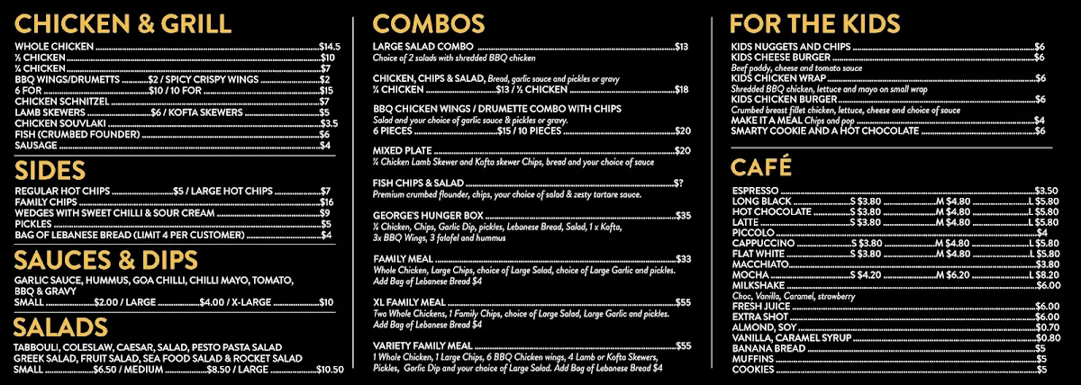 Menu, Georges On Argyle