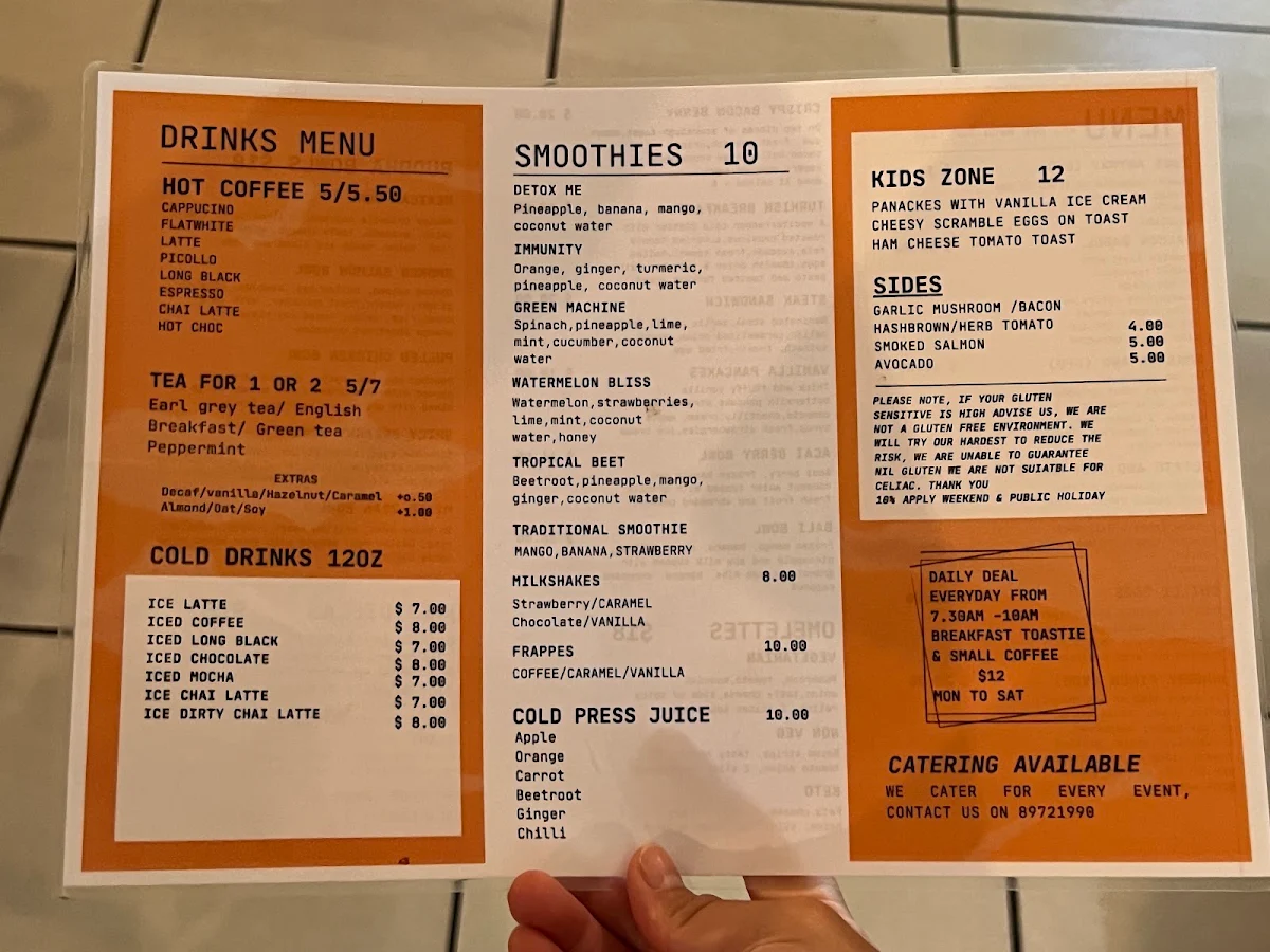 Menu, Finch Cafe