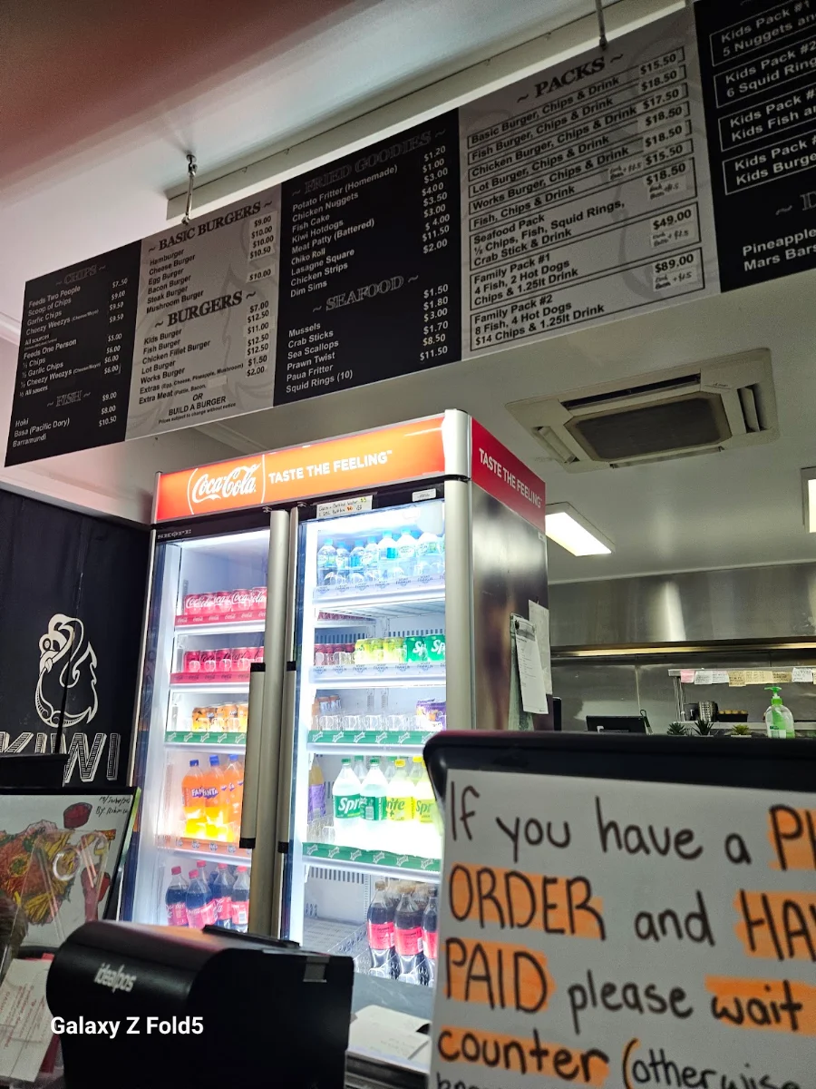 Menu, Kiwi Fish N Chips