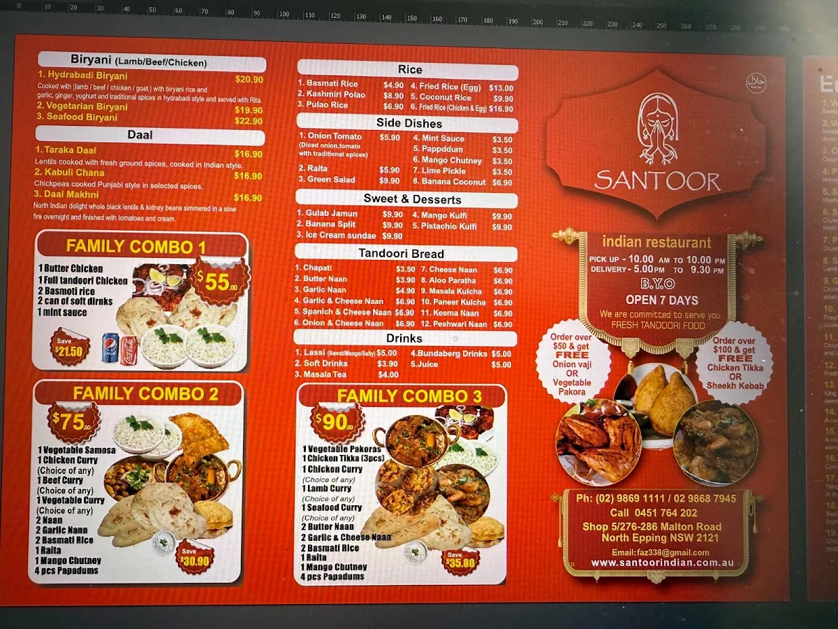 Menu, Santoor