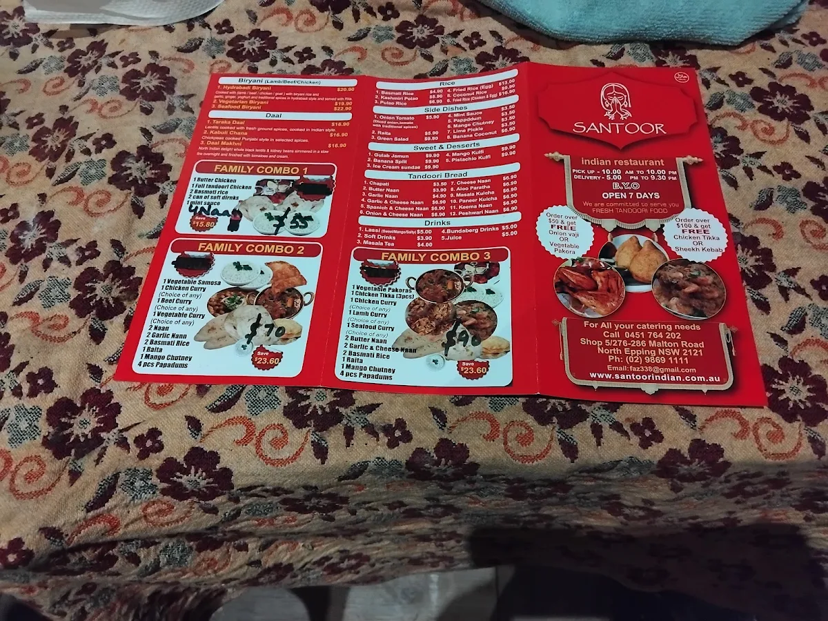 Menu, Santoor