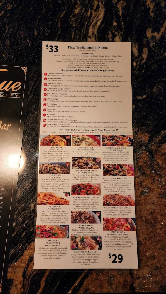 Menu, Angela's Kitchen and Bar