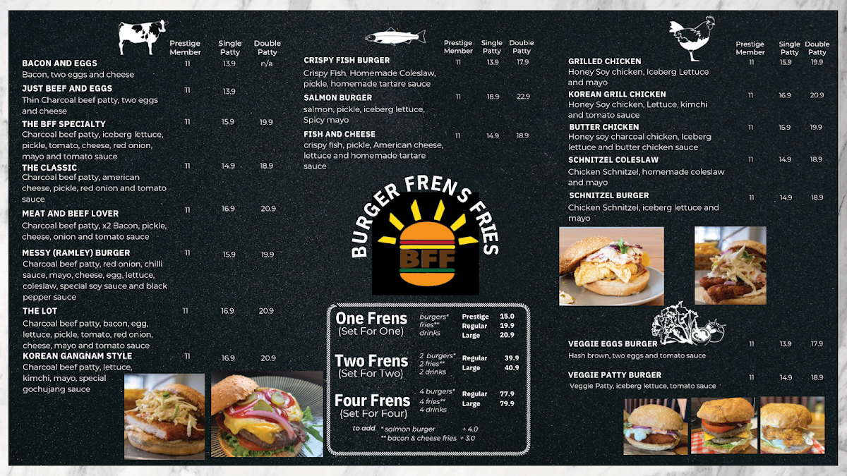 Menu, Burger Frens Fries