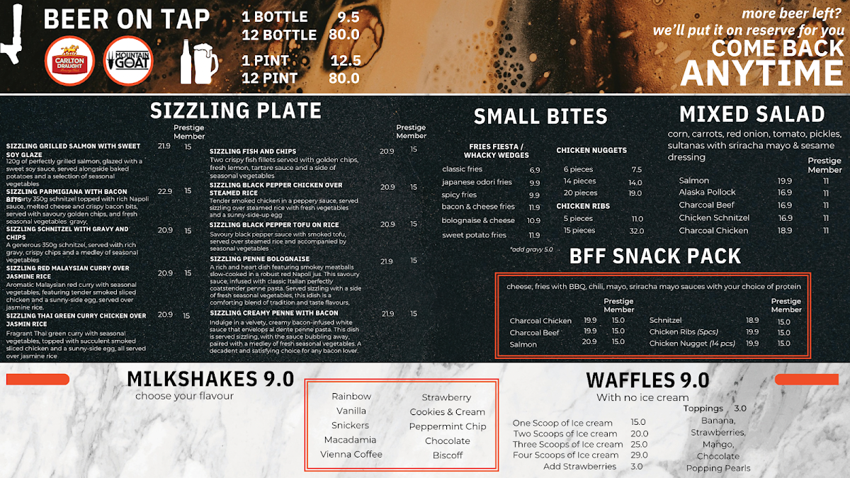 Menu, Burger Frens Fries