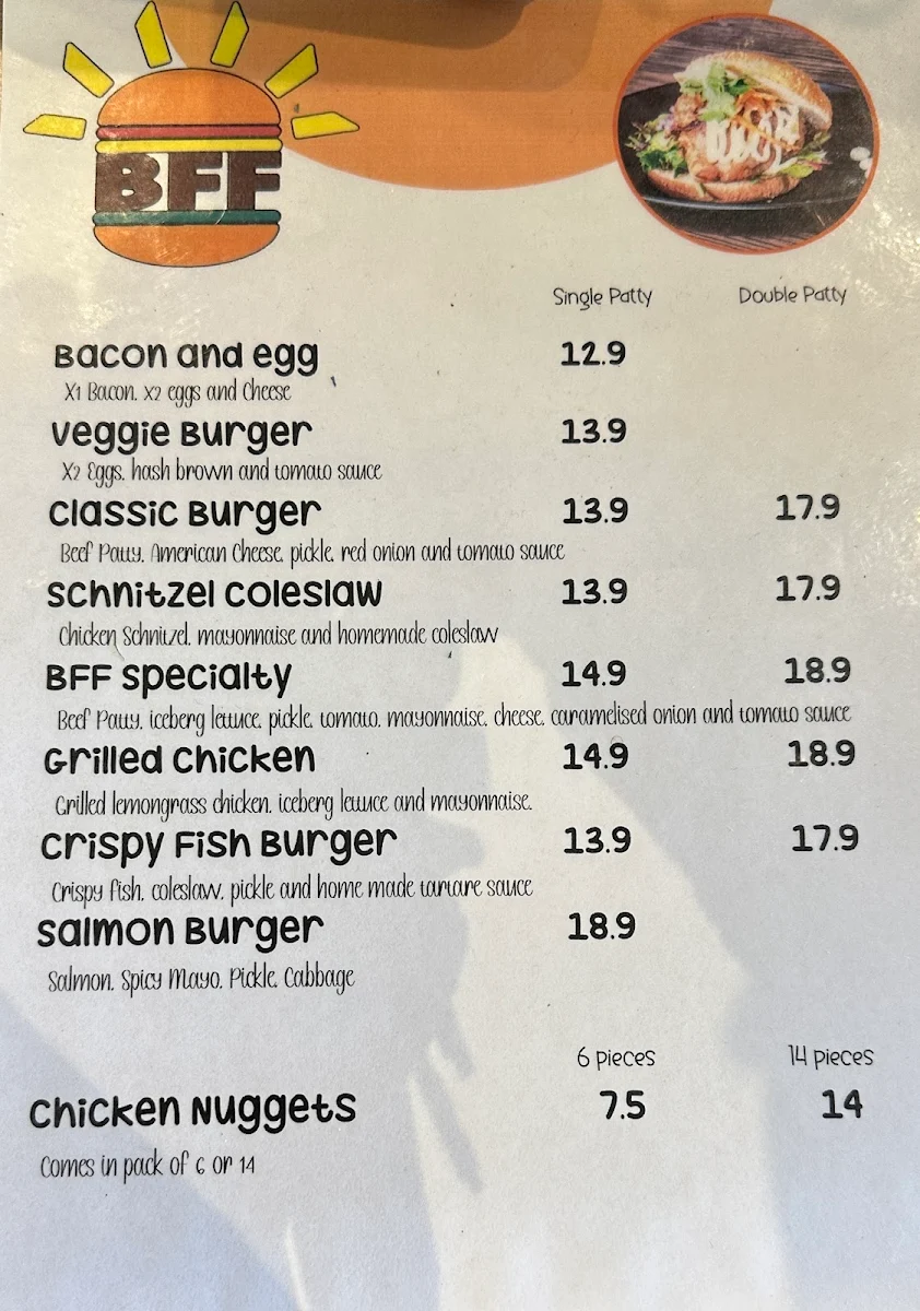 Menu, Burger Frens Fries