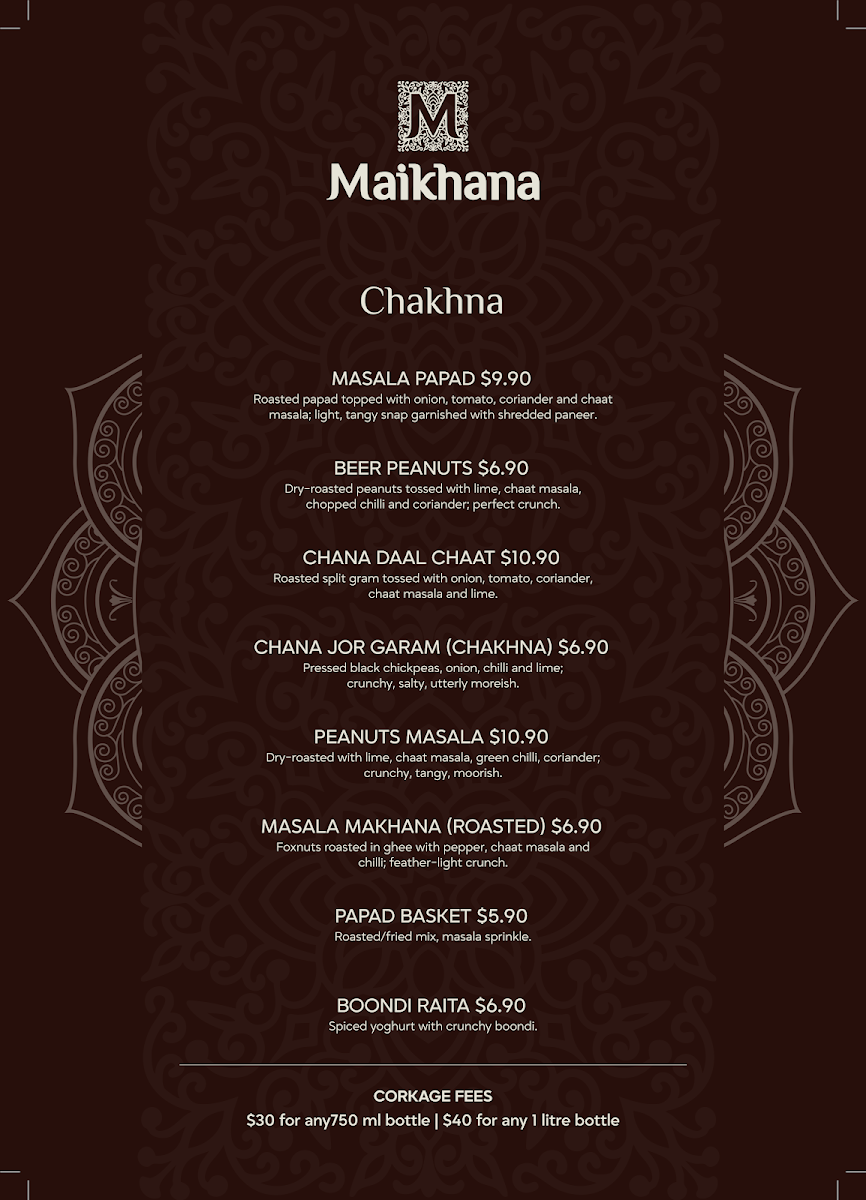 Menu, Maikhana