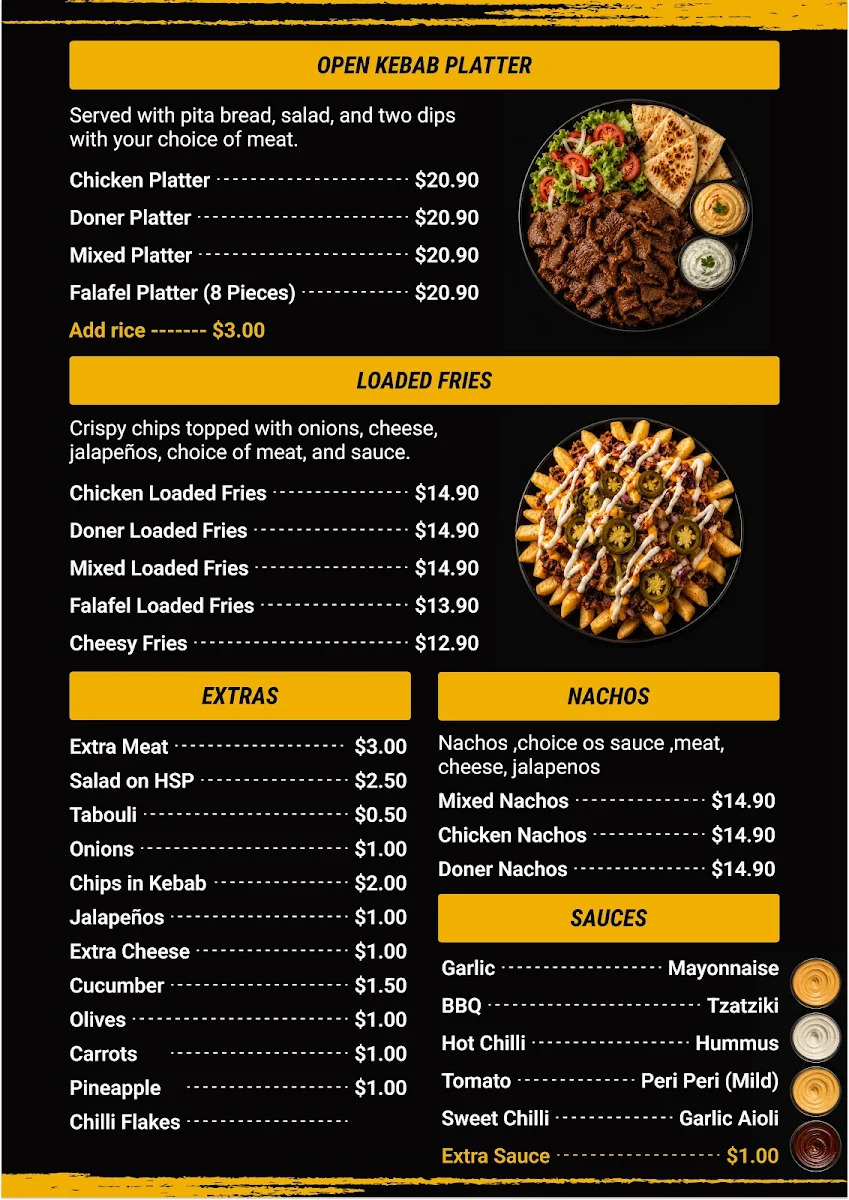 Menu, Murray Kebab