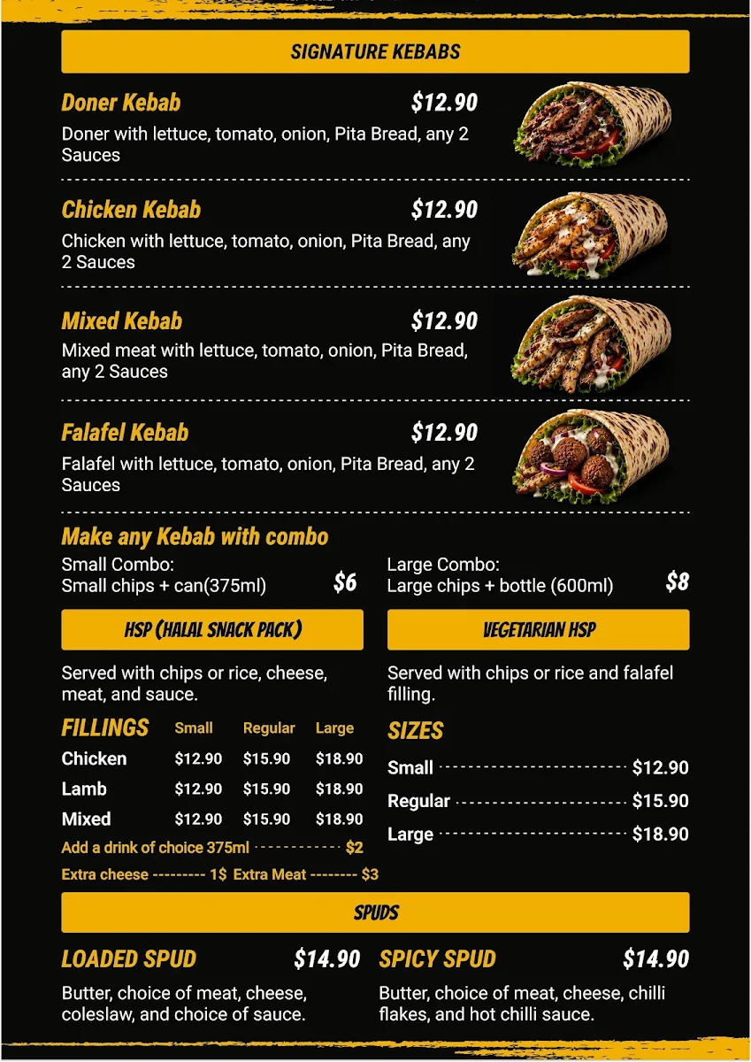 Menu, Murray Kebab