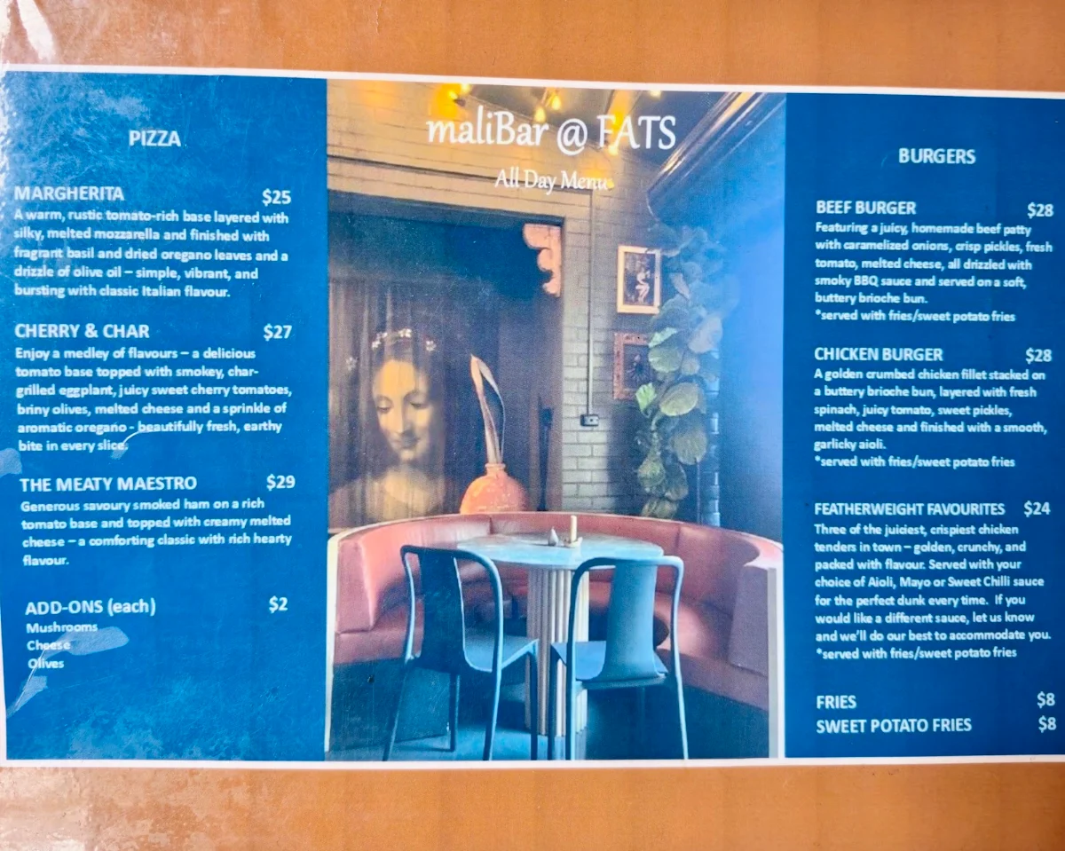 Menu, FATS - Food, Arttraction, Tee off, Socializing