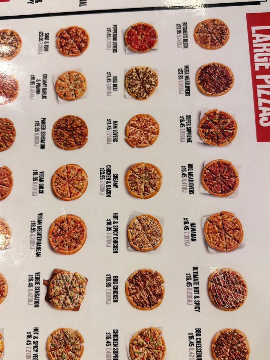 Menu, Pizza Hut Waterloo