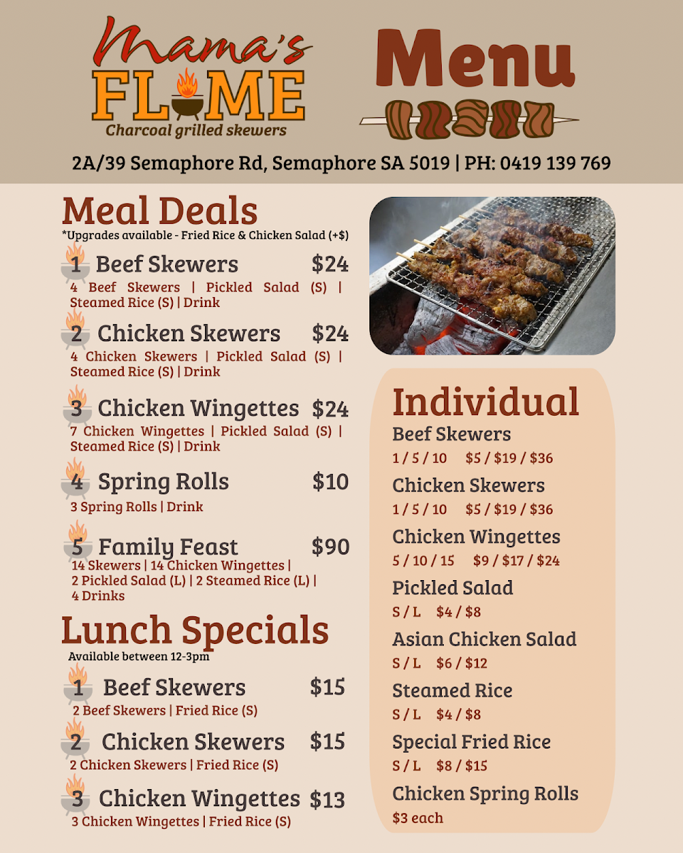 Menu, Mama's Flame