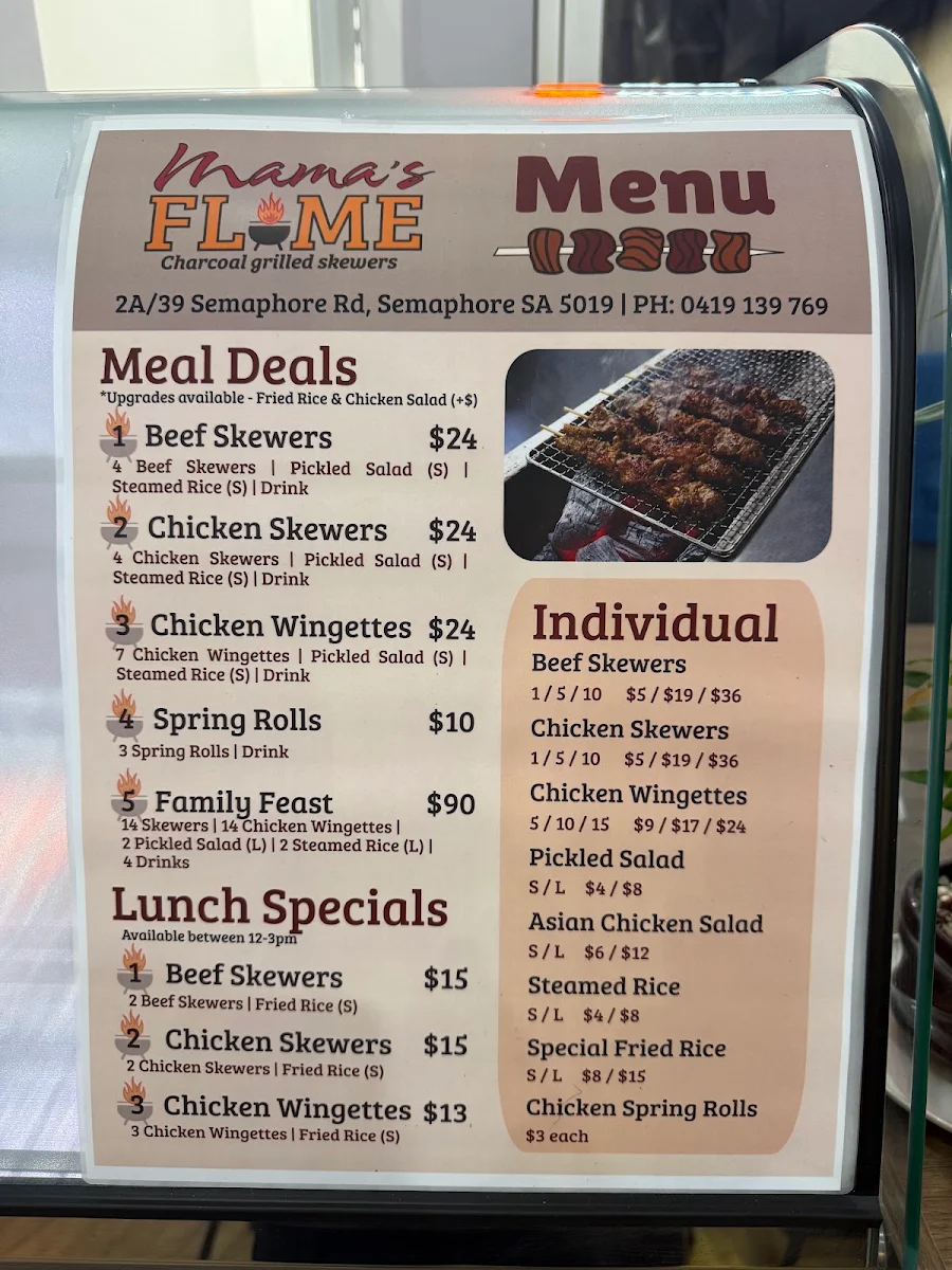 Menu, Mama's Flame