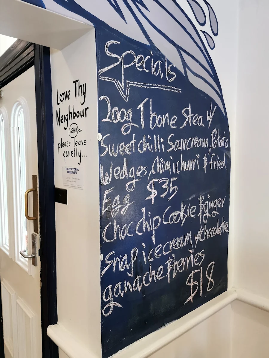 Menu, The Victoria Bathurst