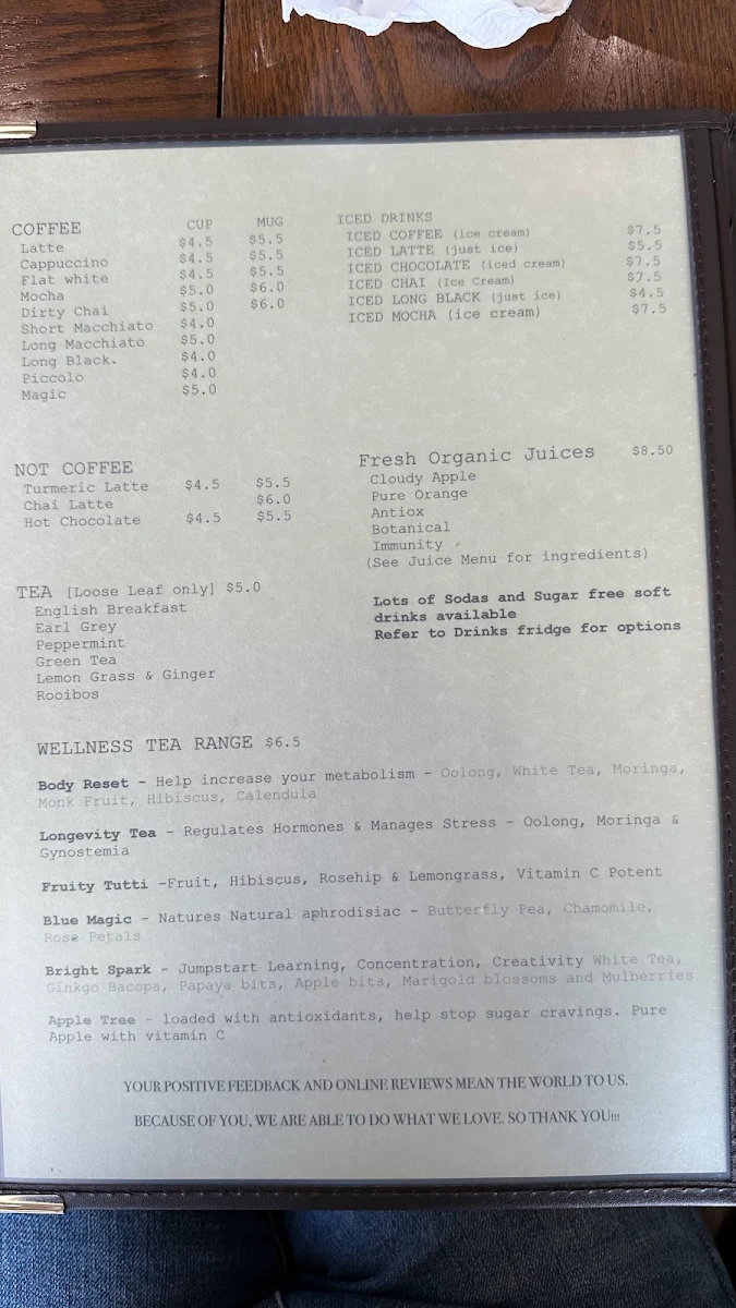 Menu, Lamezleighs Coffee House & Eatery