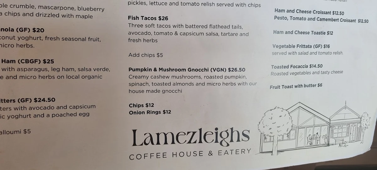Menu, Lamezleighs Coffee House & Eatery