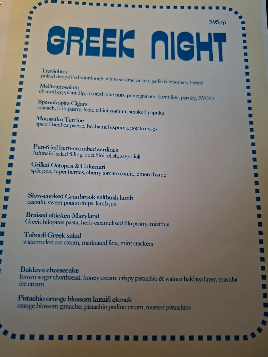 Menu, Avalon