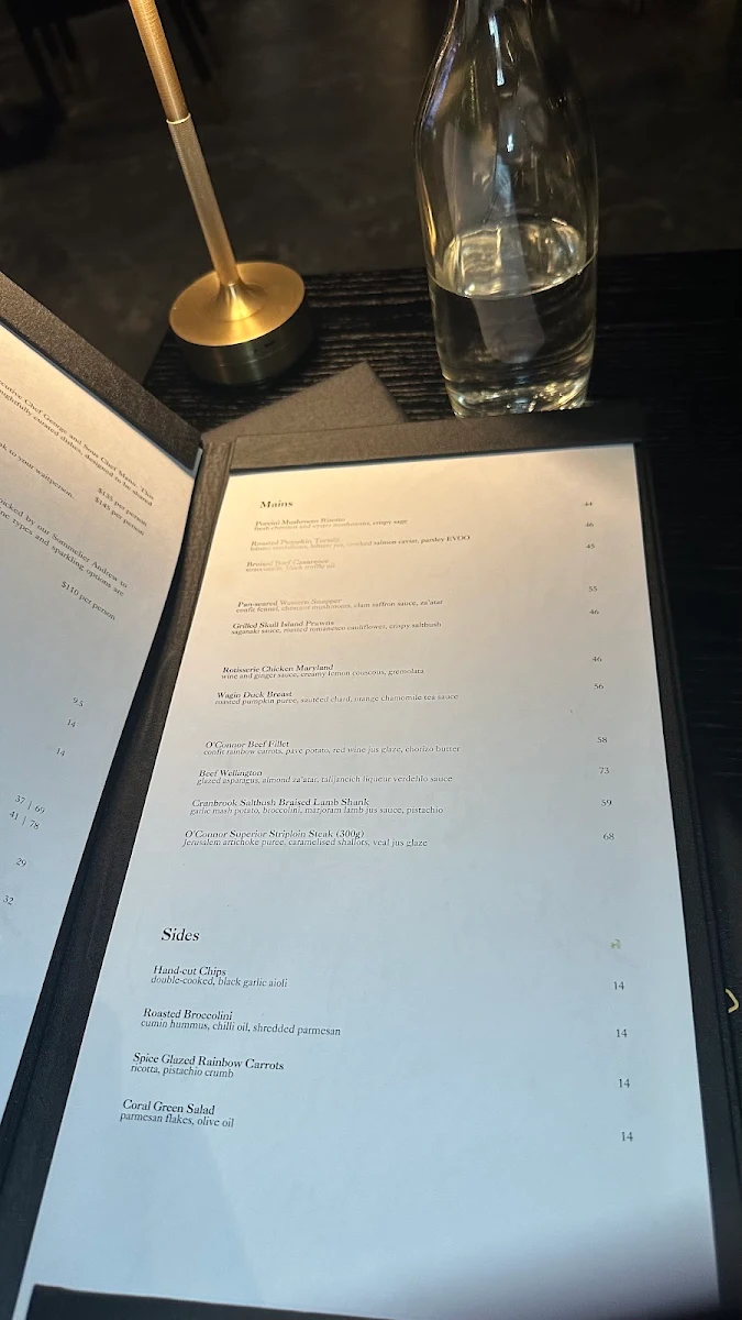 Menu, Avalon