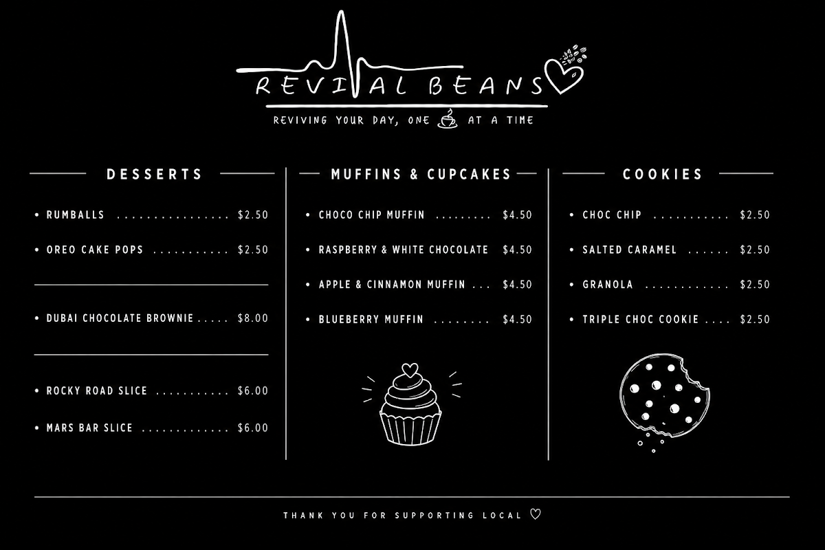 Menu, Revival beans