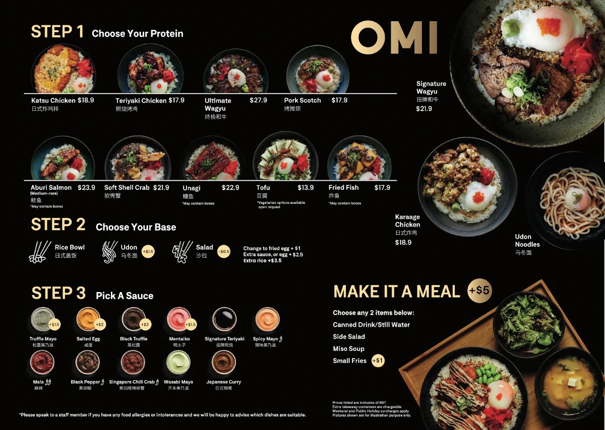 Menu, OMI The Glen