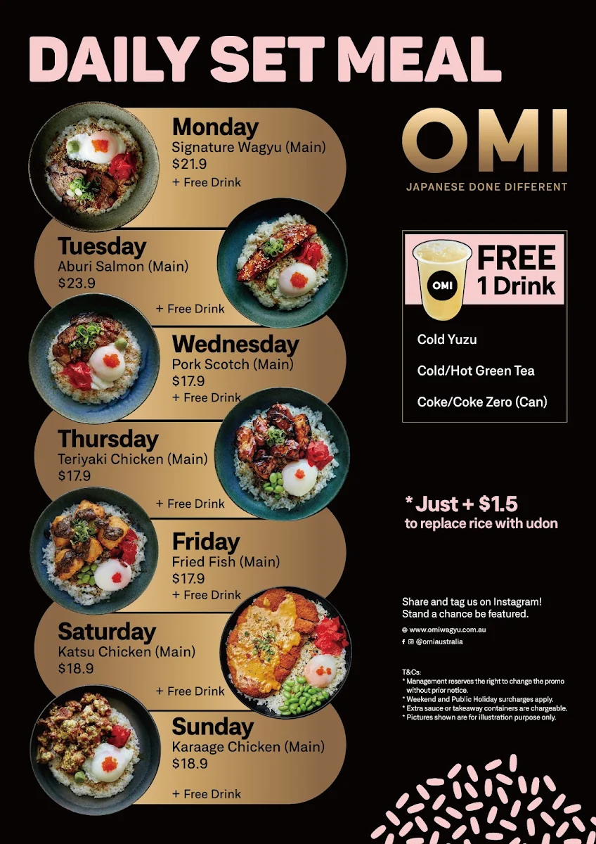 Menu, OMI The Glen